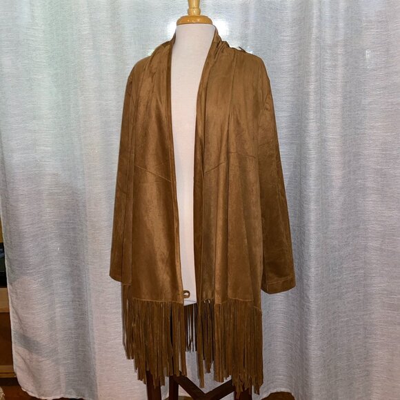 Chico's Fringed Poncho/Wrap Copper Color Size 4 (US20/22) - Picture 4 of 12